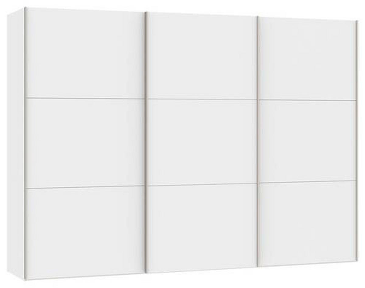 SCHWEBETÜRENSCHRANK 303/215/65 cm 3-türig Weiß  - Edelstahlfarben/Weiß, Design, Holzwerkstoff (303/215/65cm) - Boxxx