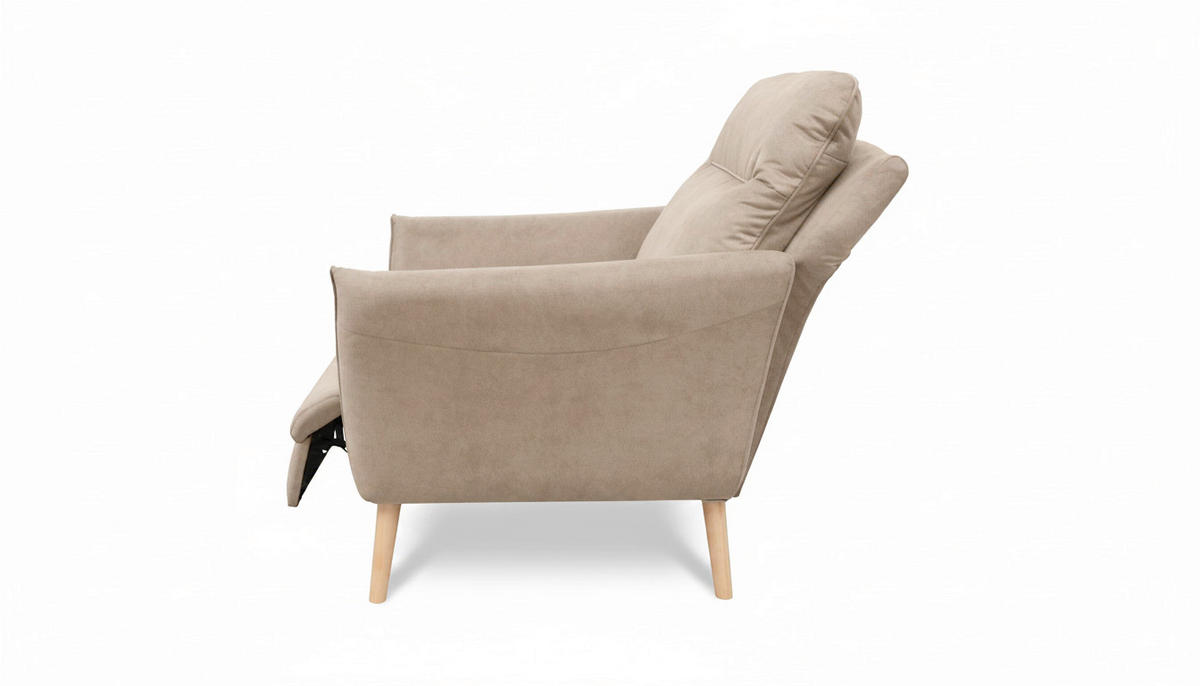 RELAXSESSEL in Textil Beige  - Beige/Buchefarben, Design, Holz/Textil (88/110/92cm) - Livetastic