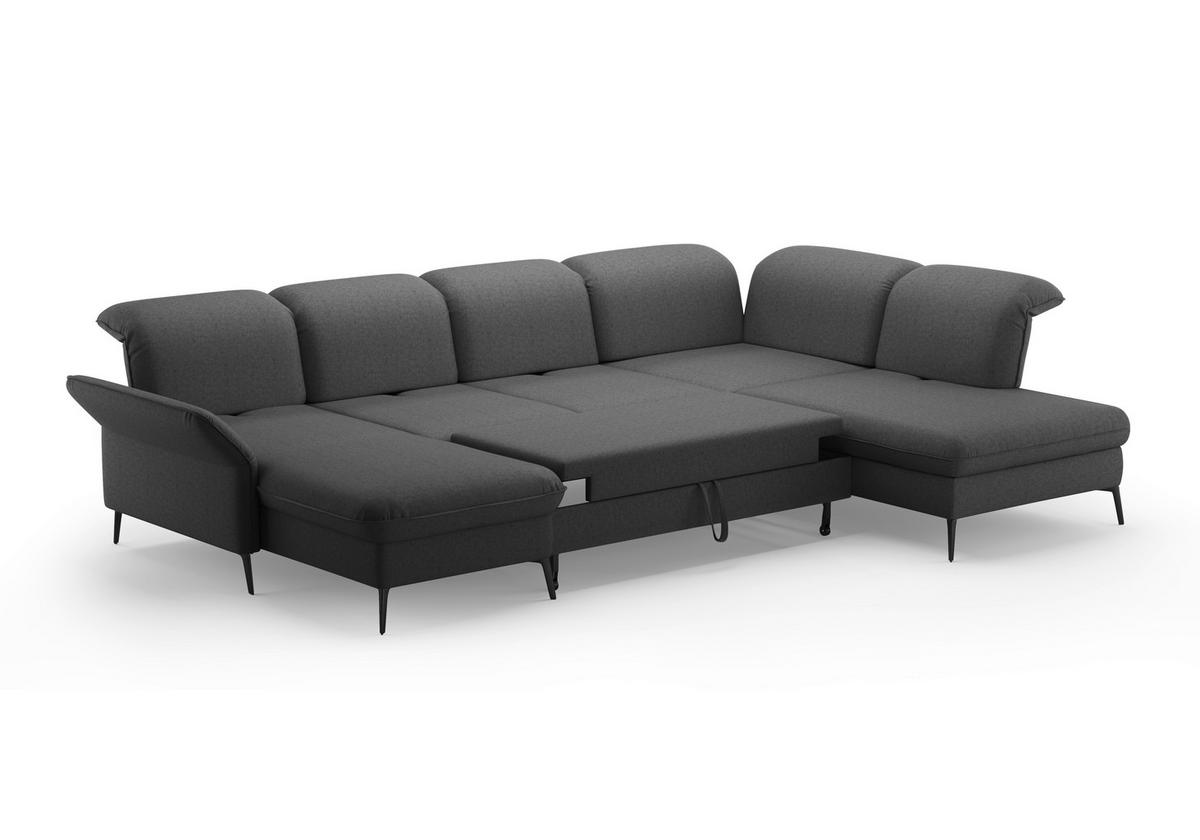 WOHNLANDSCHAFT in Flachgewebe Dunkelgrau  - Dunkelgrau/Schwarz, Konventionell, Textil/Metall (198/359/231cm) - Sit & More
