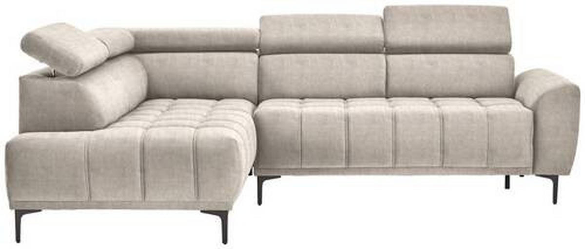 ECKSOFA Beige Velours  - Beige/Schwarz, Design, Textil/Metall (191/261cm) - Stylife