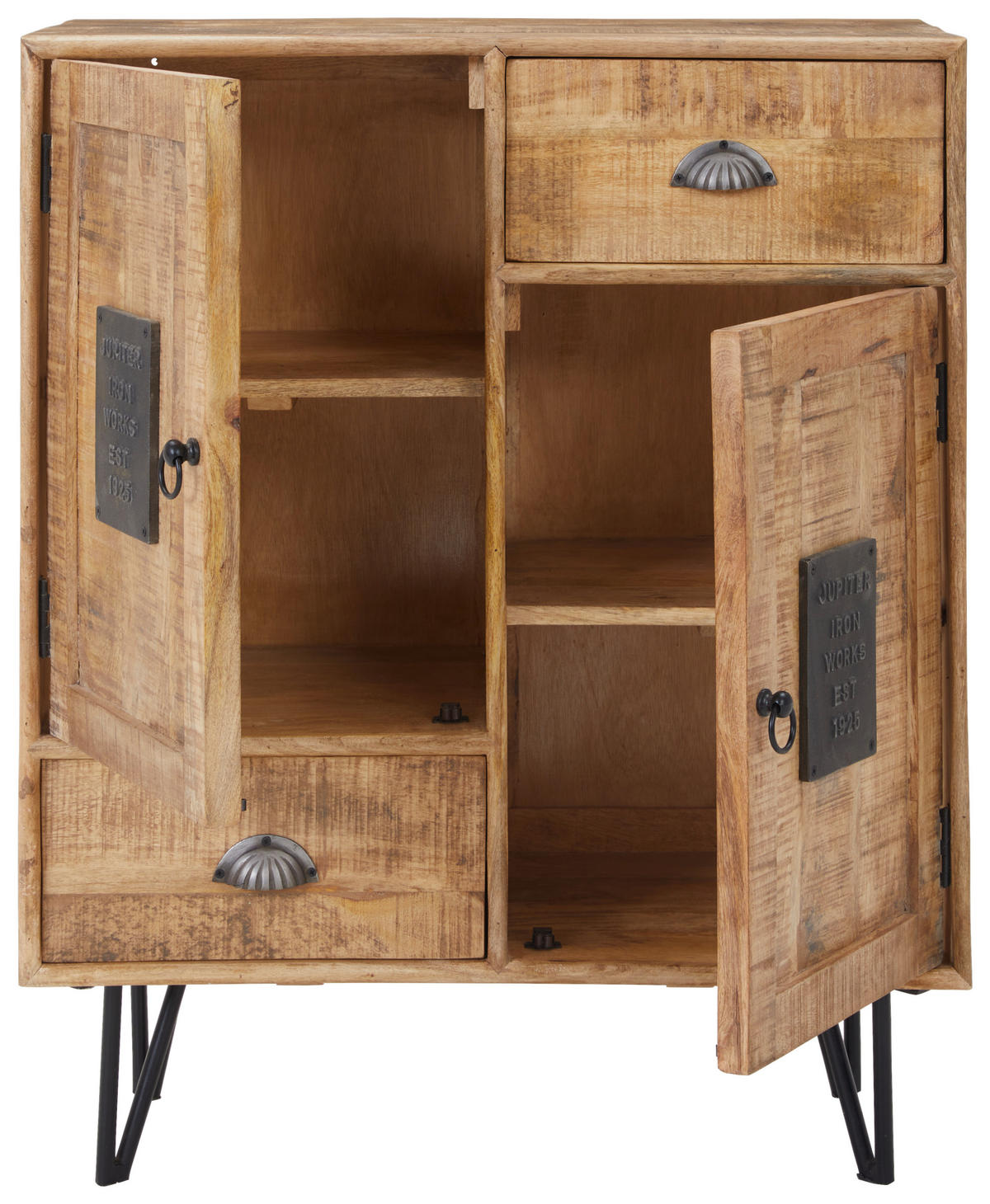 KOMMODE  in 80/100/40 cm  - Hellbraun/Schwarz, LIFESTYLE, Holz/Metall (80/100/40cm) - Landscape