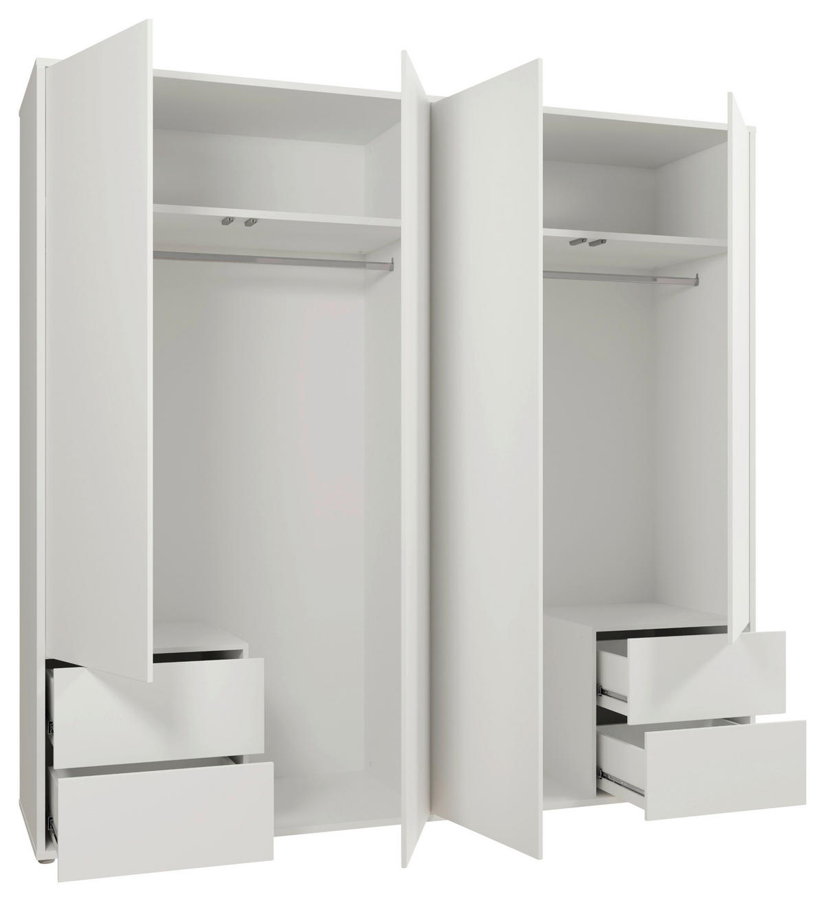 DREHTÜRENSCHRANK 224/214/60 cm,  in Weiß, 4-türig  - Weiß, Trend, Holzwerkstoff (224/214/60cm) - Carryhome