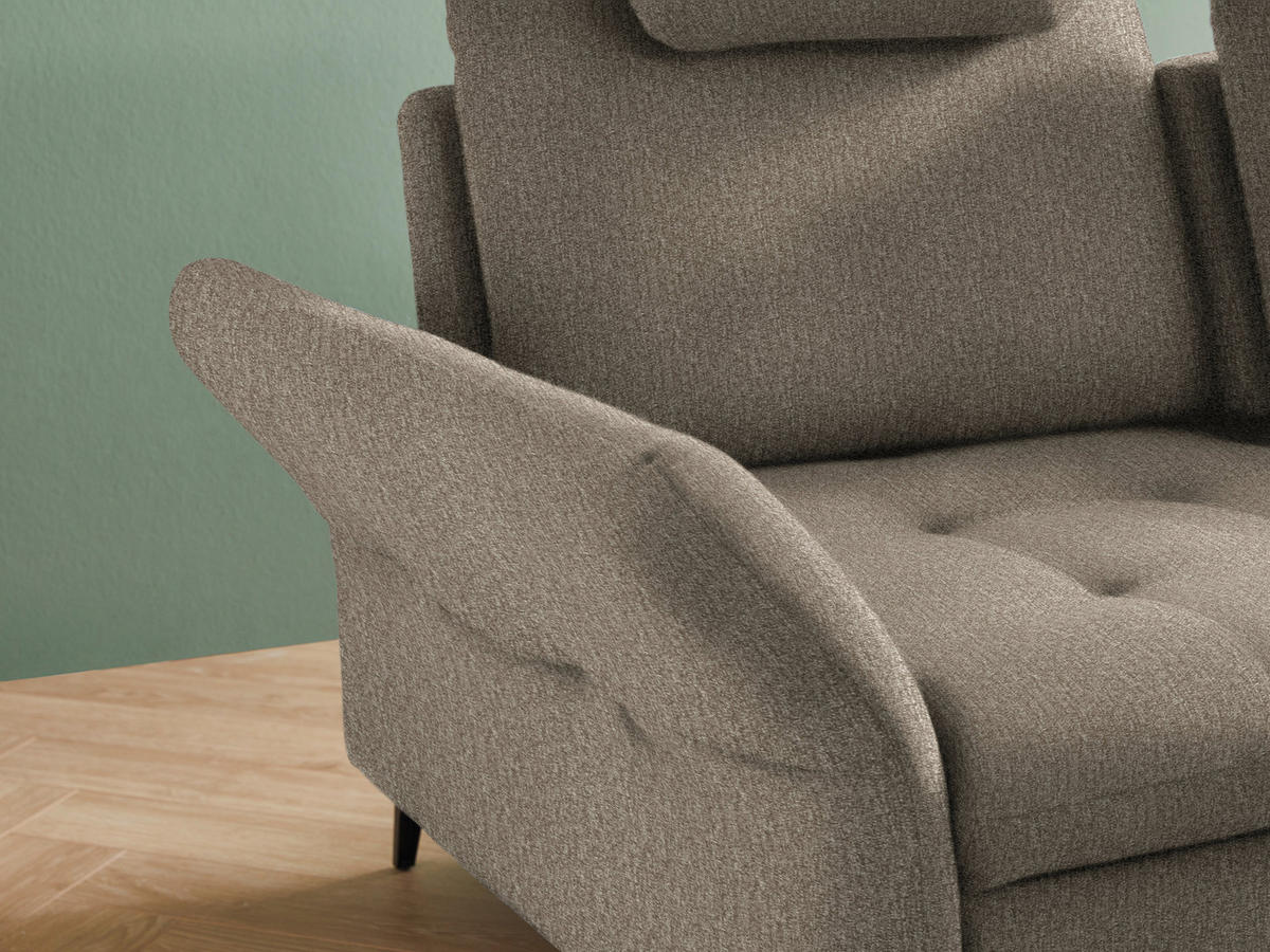 ECKSOFA in Struktur Greige  - Greige/Schwarz, Natur, Textil/Metall (288/233cm) - Valnatura