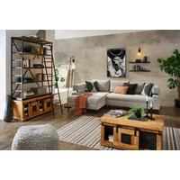 ECKSOFA Chenille Hellgrau  - Hellgrau/Schwarz, Konventionell, Textil/Metall (184/265cm) - Hom`in