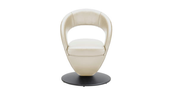 STUHL in Echtleder pigmentiert Leder - Creme/Schwarz, Design, Leder/Metall (62/86/61cm) - Moderano