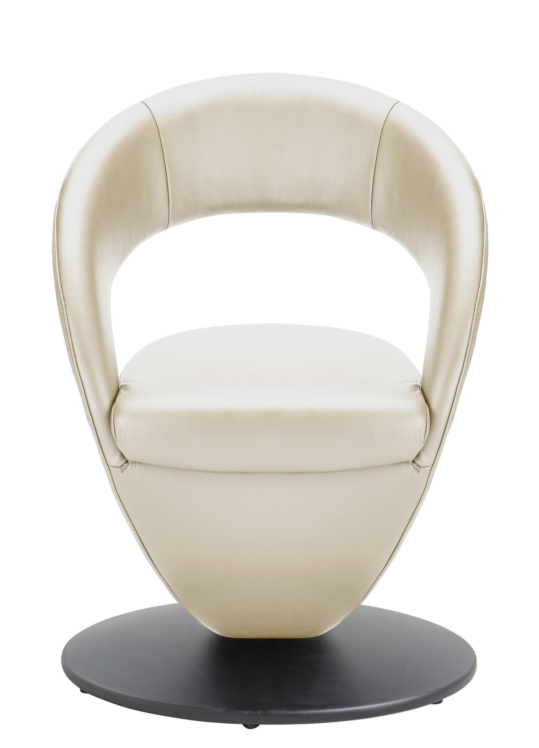 STUHL  in Echtleder pigmentiert  - Creme/Schwarz, Design, Leder/Metall (62/86/61cm) - Moderano