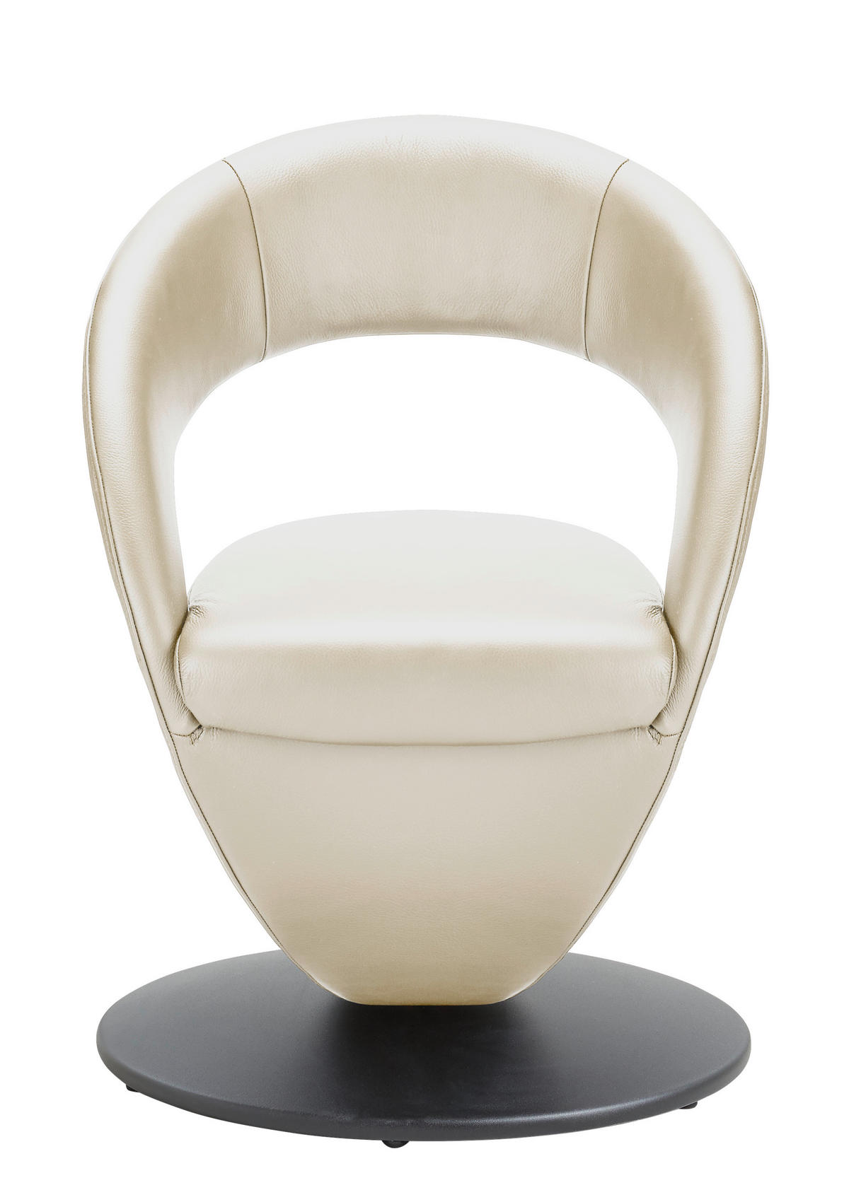 STUHL  in Echtleder pigmentiert  - Creme/Schwarz, Design, Leder/Metall (62/86/61cm) - Moderano