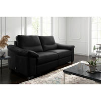 2,5-SITZER  in Echtleder Schwarz   - Schwarz, Design, Leder/Holz (214/97/97cm) - Livetastic
