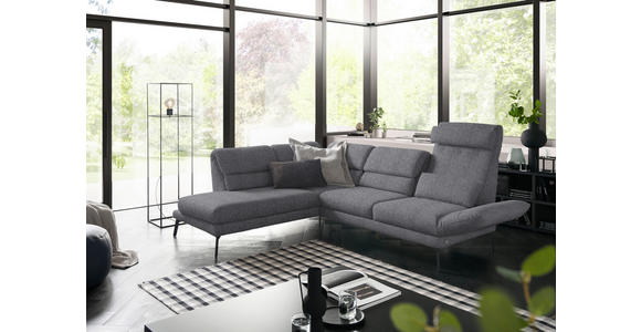 ECKSOFA in Flachgewebe Grau 212-253/256-363 cm - Schwarz/Grau, Design, Textil/Metall (212-253/256-363cm) - Dieter Knoll