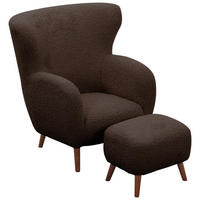 SESSELSET in Teddystoff Braun  - Kastanienfarben/Braun, Design, Holz/Textil (90/98/88cm) - Livetastic