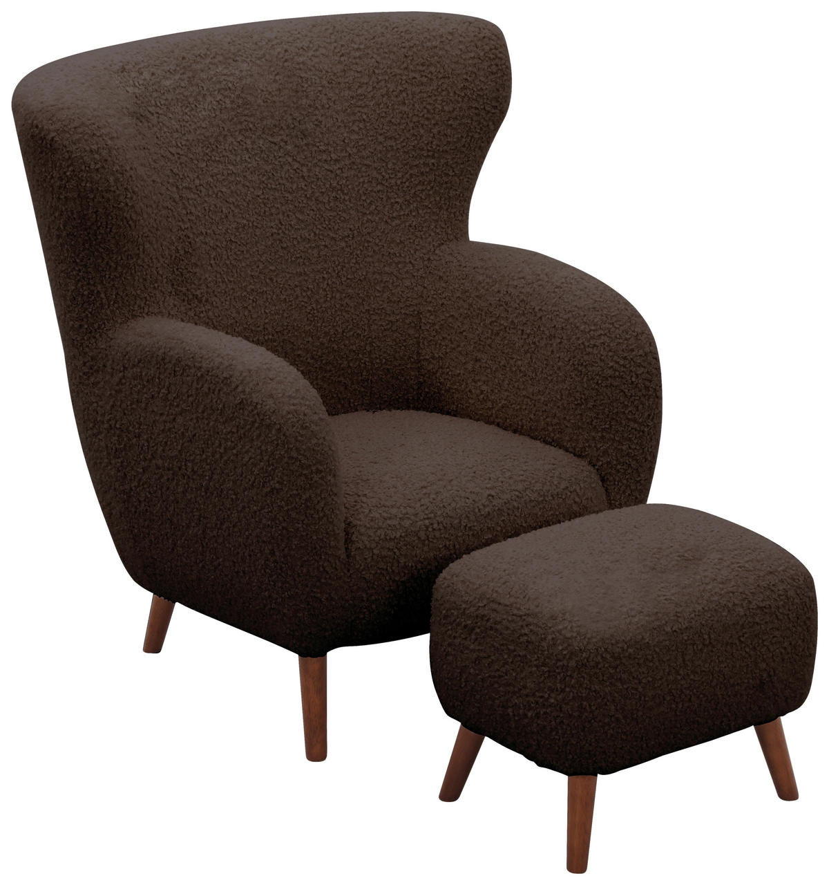 SESSELSET in Teddystoff Braun  - Kastanienfarben/Braun, Design, Holz/Textil (90/98/88cm) - Livetastic