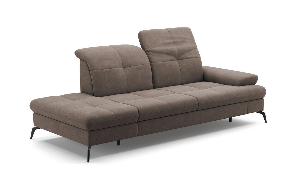 RÉCAMIERE in Flachgewebe Schlammfarben  - Schlammfarben/Schwarz, Konventionell, Textil/Metall (231/90/122cm) - Sit & More