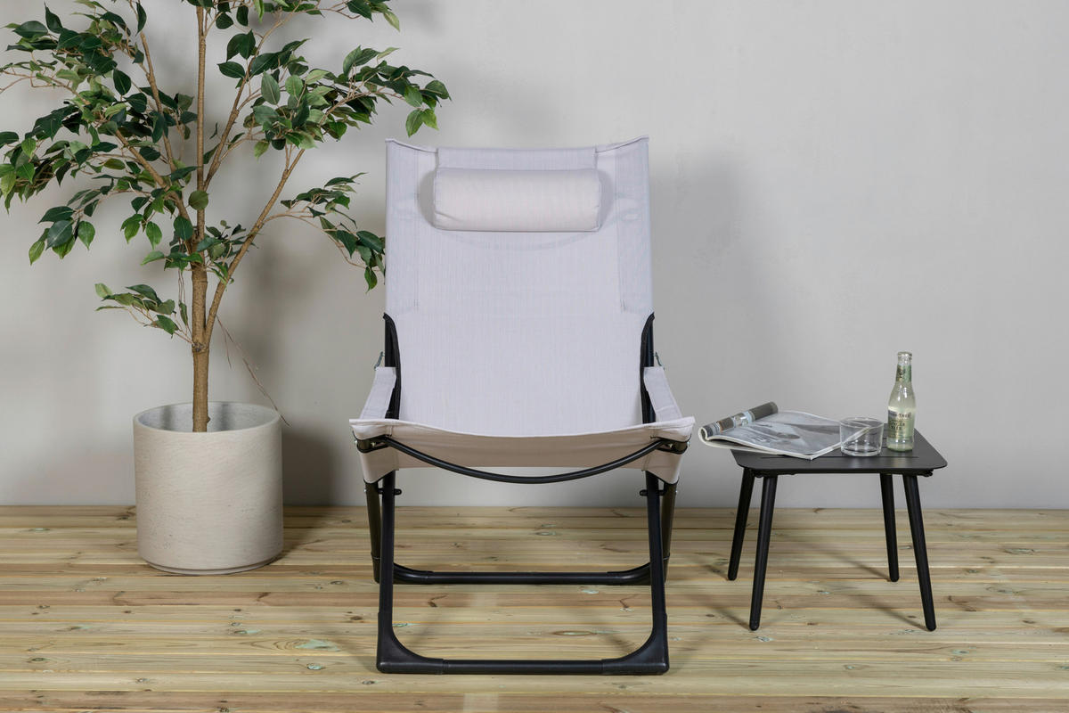 STRANDSESSEL 63/89/84 cm  - Schwarz/Grau, KONVENTIONELL, Textil/Metall (63/89/84cm) - Gardenson