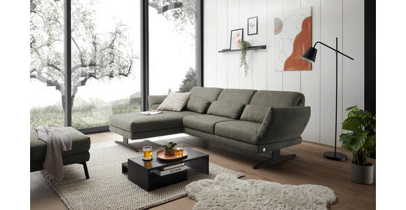 ECKSOFA in Flachgewebe Grün  176-217/259-307 cm  - Schwarz/Grün, Design, Textil/Metall (176-217/259-307cm) - Dieter Knoll