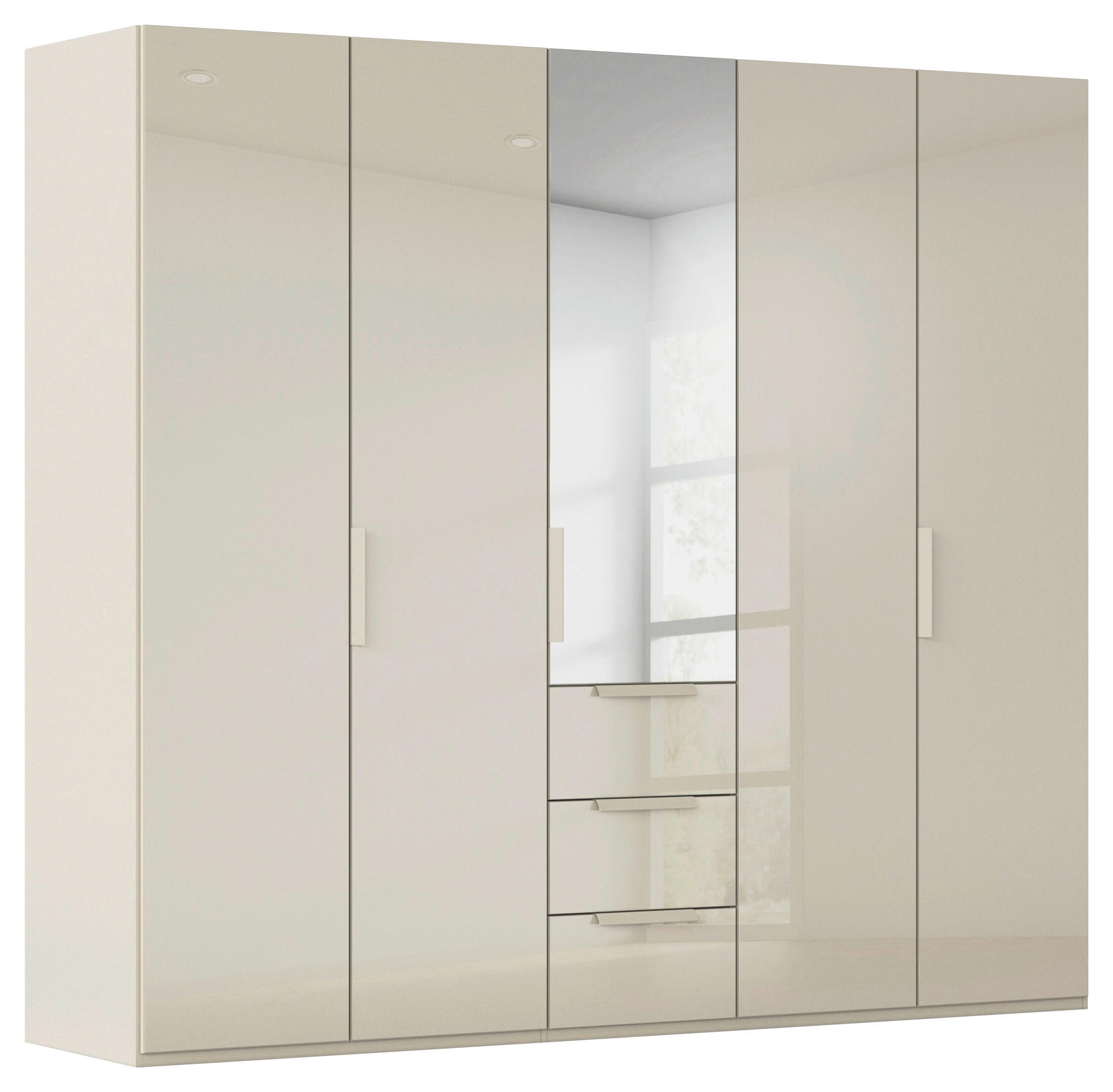 DREHTÜRENSCHRANK 251/223/61 cm,  in Champagner, 5-türig  - Champagner, Basics, Glas/Holzwerkstoff (251/223/61cm) - Novel