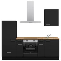 KÜCHENLEERBLOCK 240 cm   in Schwarz, Eichefarben  - Edelstahlfarben/Eichefarben, MODERN, Holzwerkstoff/Metall (240cm) - Nobilia