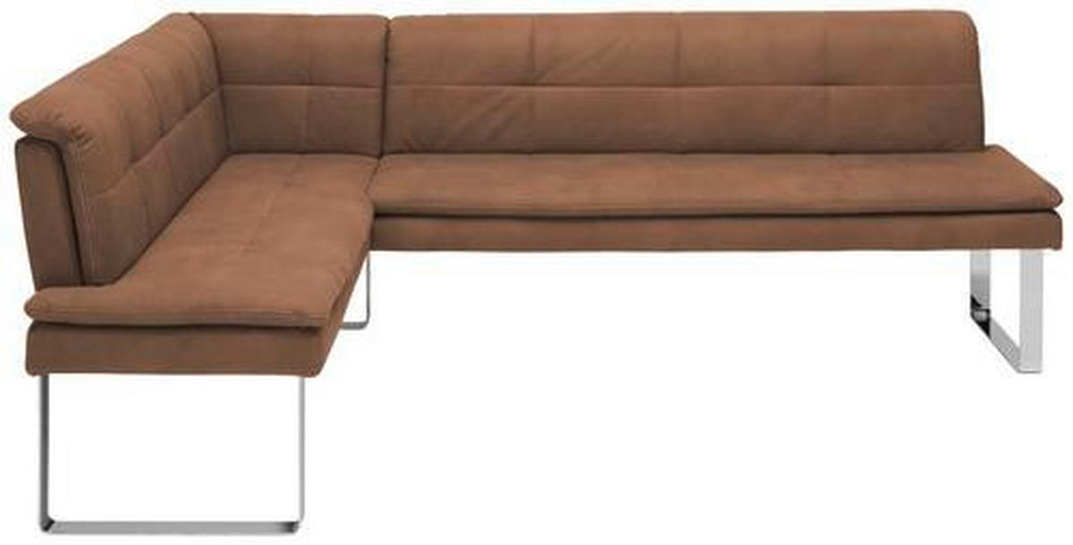 ECKBANK 174/233 cm Mikrofaser Chromfarben, Hellbraun Metall   - Chromfarben/Hellbraun, Design, Textil/Metall (174/233cm) - Novel