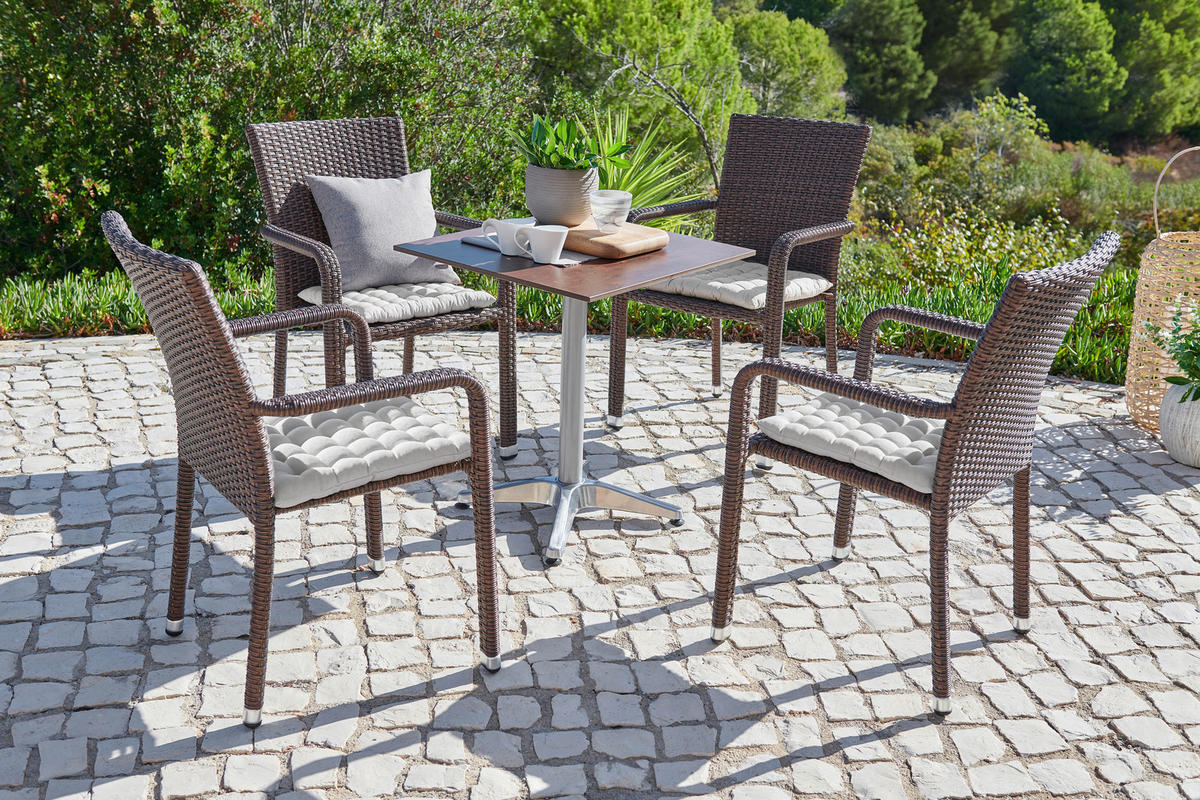 STOL  aluminij rjava, bež  - bež/rjava, Basics, kovina/umetna masa (61/88/58cm) - Ambia Garden