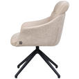 ARMLEHNSTUHL  Sitzfläche 360° drehbar, inklusive Armlehnen, automatische Rückholfunktion Webstoff Echtleder  - Beige/Schwarz, Design, Leder/Textil (62/85,5/65cm) - Dieter Knoll
