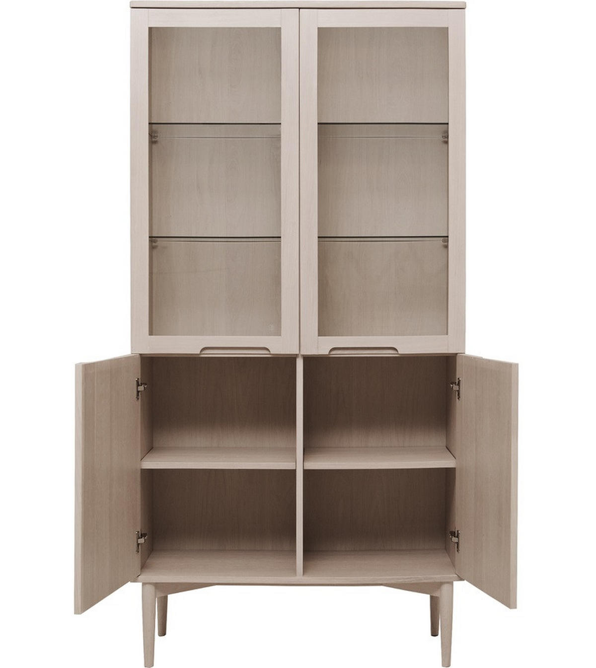 VITRINSKÅP  i faner, delar i massivt trä ek vit, ekfärgad  - vit/ekfärgad, Design, metall/glas (95/190/41cm) - Best Price