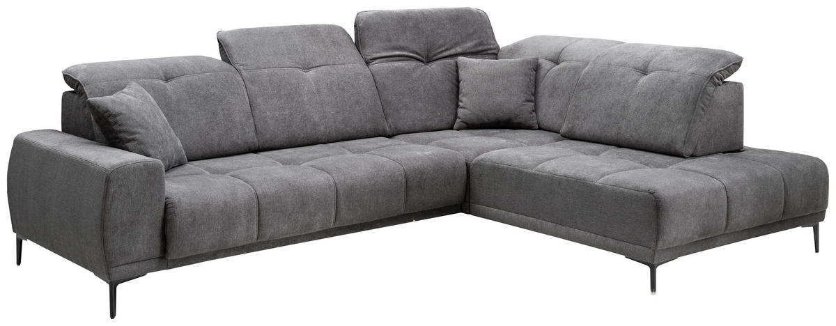 ECKSOFA Chenille Dunkelgrau  - Dunkelgrau/Schwarz, Basics, Textil/Metall (232/305cm) - Livetastic