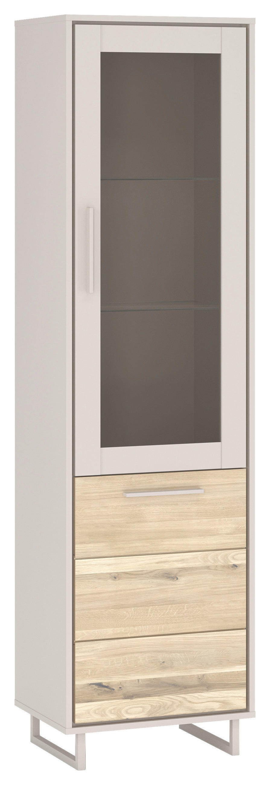 VITRINE  in massiv Kaschmir, Eiche Bianco - Kaschmir/Eiche Bianco, Design, Glas/Holz (54/197/40cm) - Livetastic