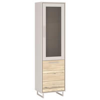 VITRINEmassiv Kaschmir, Eiche Bianco  - Kaschmir/Eiche Bianco, Design, Glas/Holz (54/197/40cm) - Livetastic