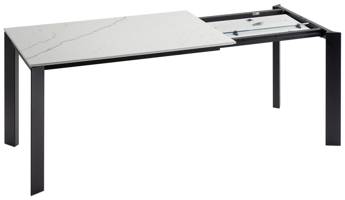 ESSTISCH in Metall, Keramik 120-180/80/75 cm  - Weiss/Schwarz, Design, Keramik/Metall (120-180/80/75cm) - Novel