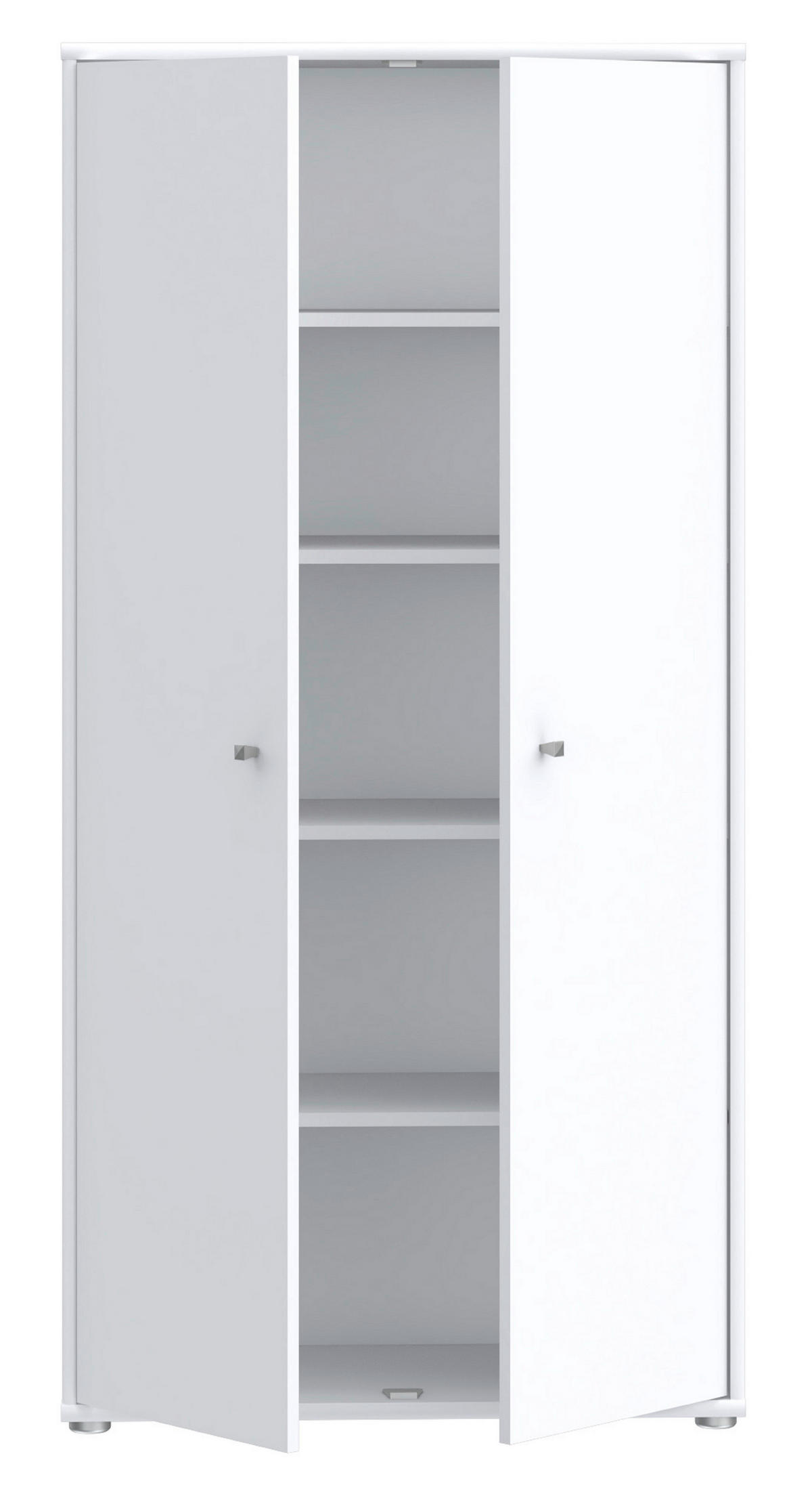 DREHTÜRENSCHRANK in Weiss  - Weiss/Alufarben, Design, Holzwerkstoff (73,7/149,5/34,8cm)