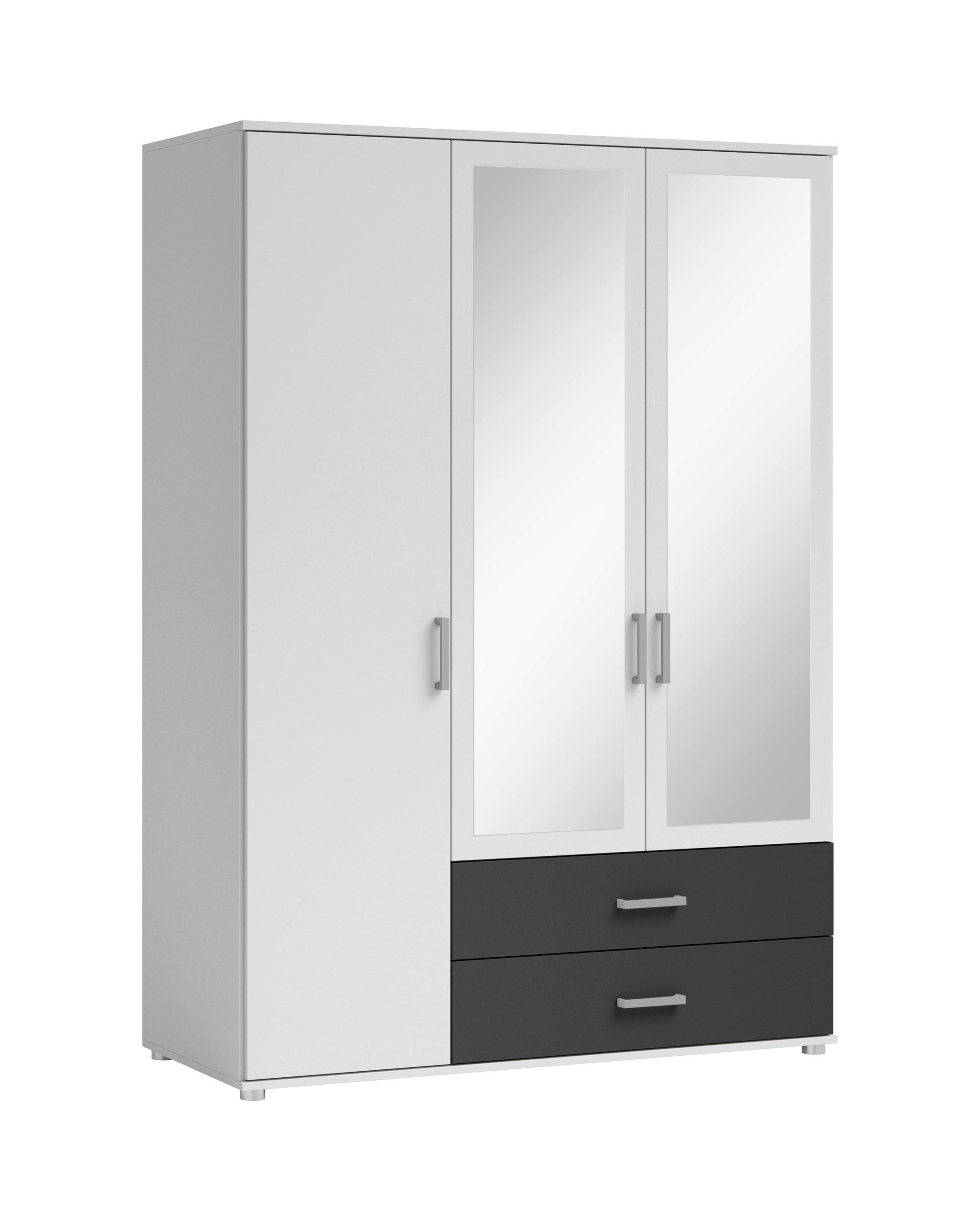 KLEIDERSCHRANK  in Graphitfarben, Weiß  - Alufarben/Graphitfarben, KONVENTIONELL, Glas/Holzwerkstoff (125/190/51cm) - Carryhome