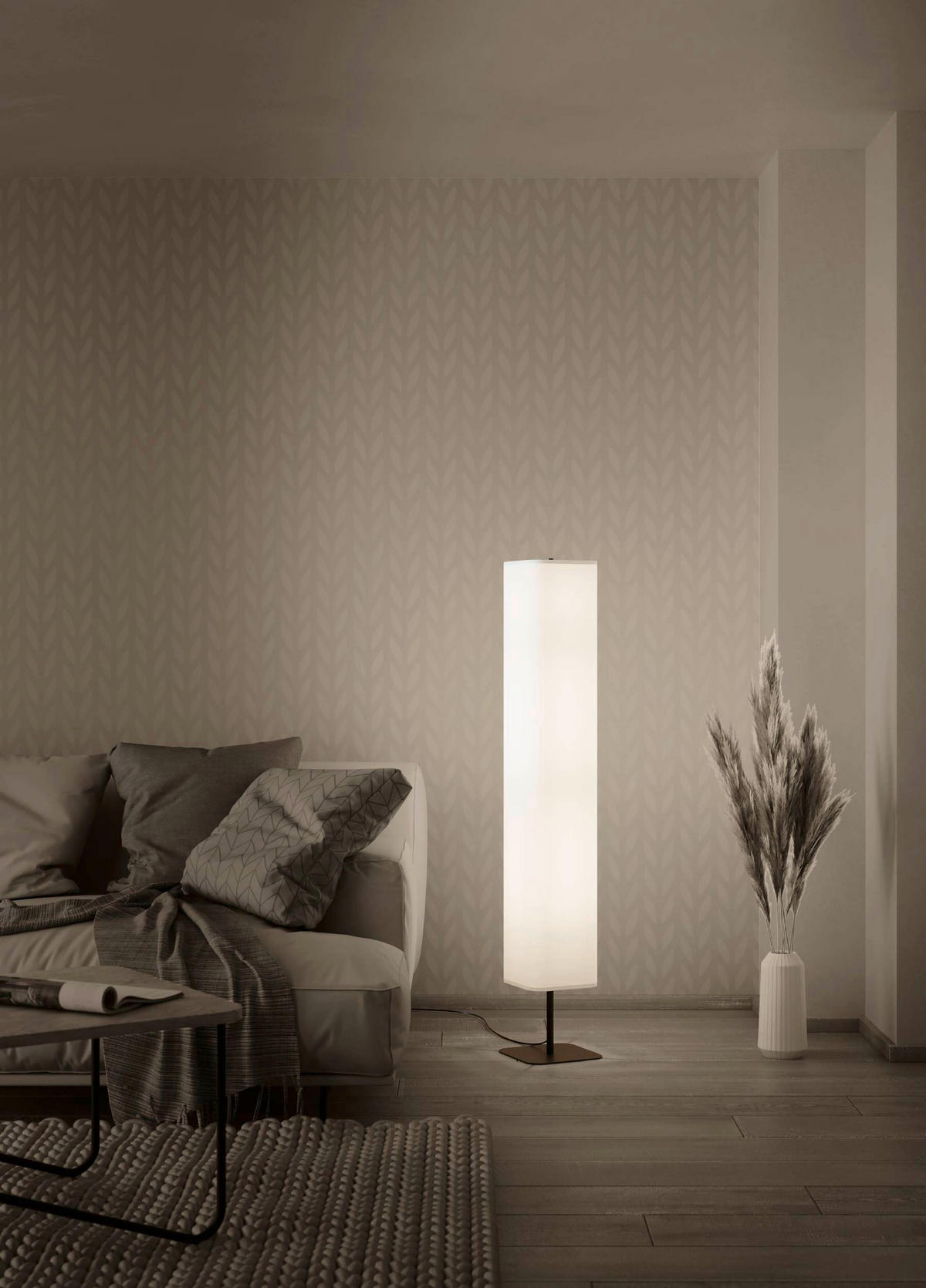 GOLVLAMPA 20/20/129,5 cm    - vit/svart, Klassisk, metall/textil (20/20/129,5cm) - Eglo