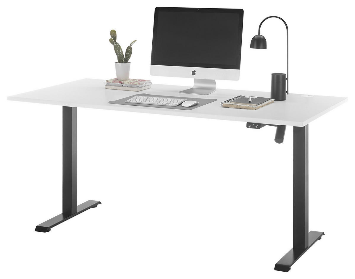 SCHREIBTISCH  in Weiss  - Weiss/Schwarz, Modern, Holzwerkstoff/Metall (160/72/72cm) - Livetastic