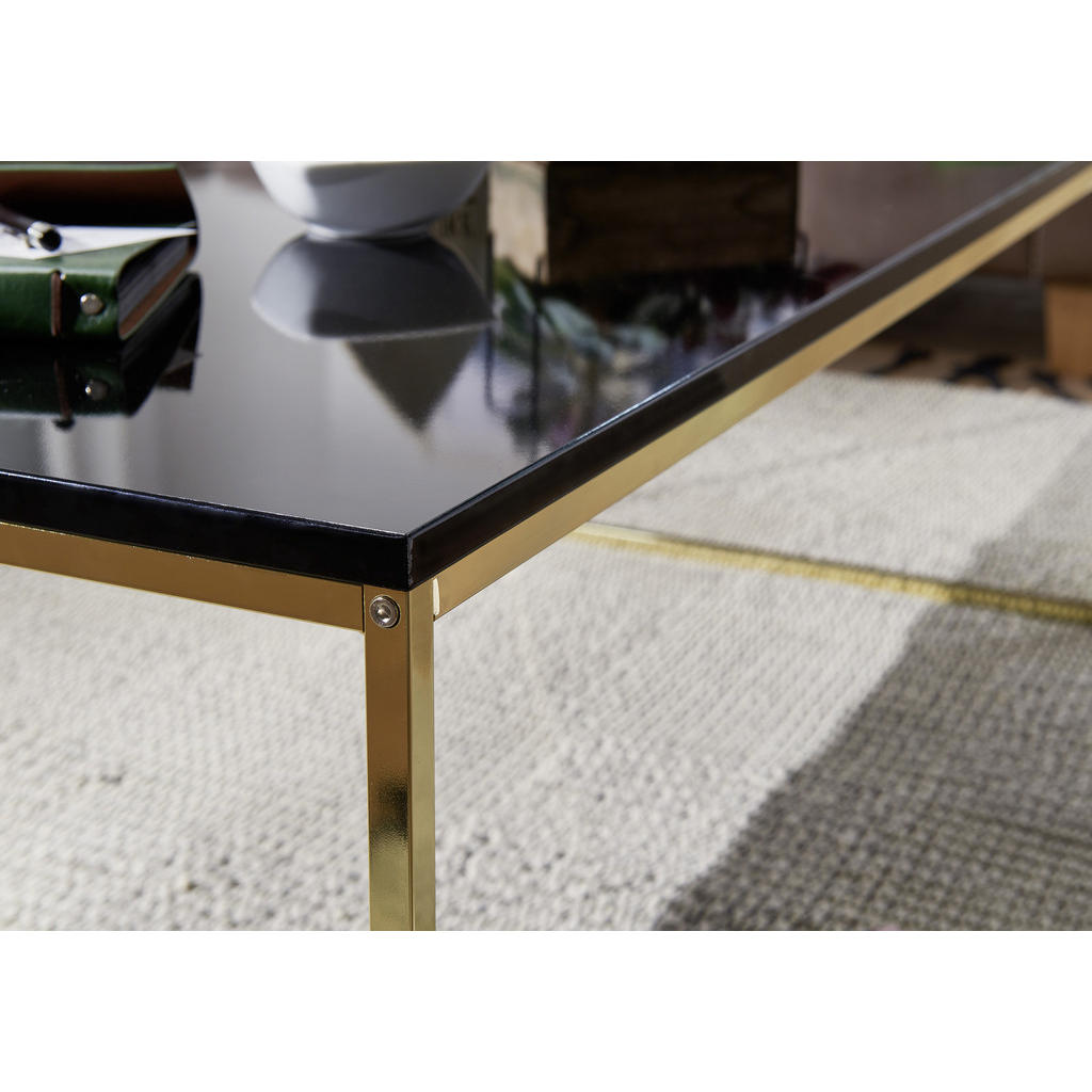 Thumbnail - Mid.you Couchtisch, Schwarz, Gold, Holzwerkstoff, rechteckig, U-Form, 60x45x120 cm, einfacher Aufbau, Wohnzimmer, Wohnzi...