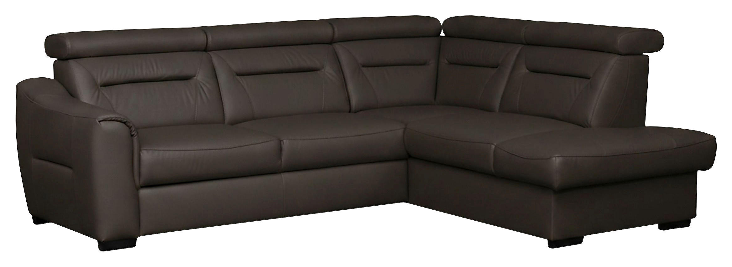 ECKSOFA  in Lederlook Echtleder Dunkelbraun  - Wengefarben/Dunkelbraun, Design, Leder/Holz (260/212cm) - Celina Home