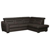 ECKSOFA  in Lederlook Echtleder Dunkelbraun  - Wengefarben/Dunkelbraun, Design, Leder/Holz (260/212cm) - Celina Home