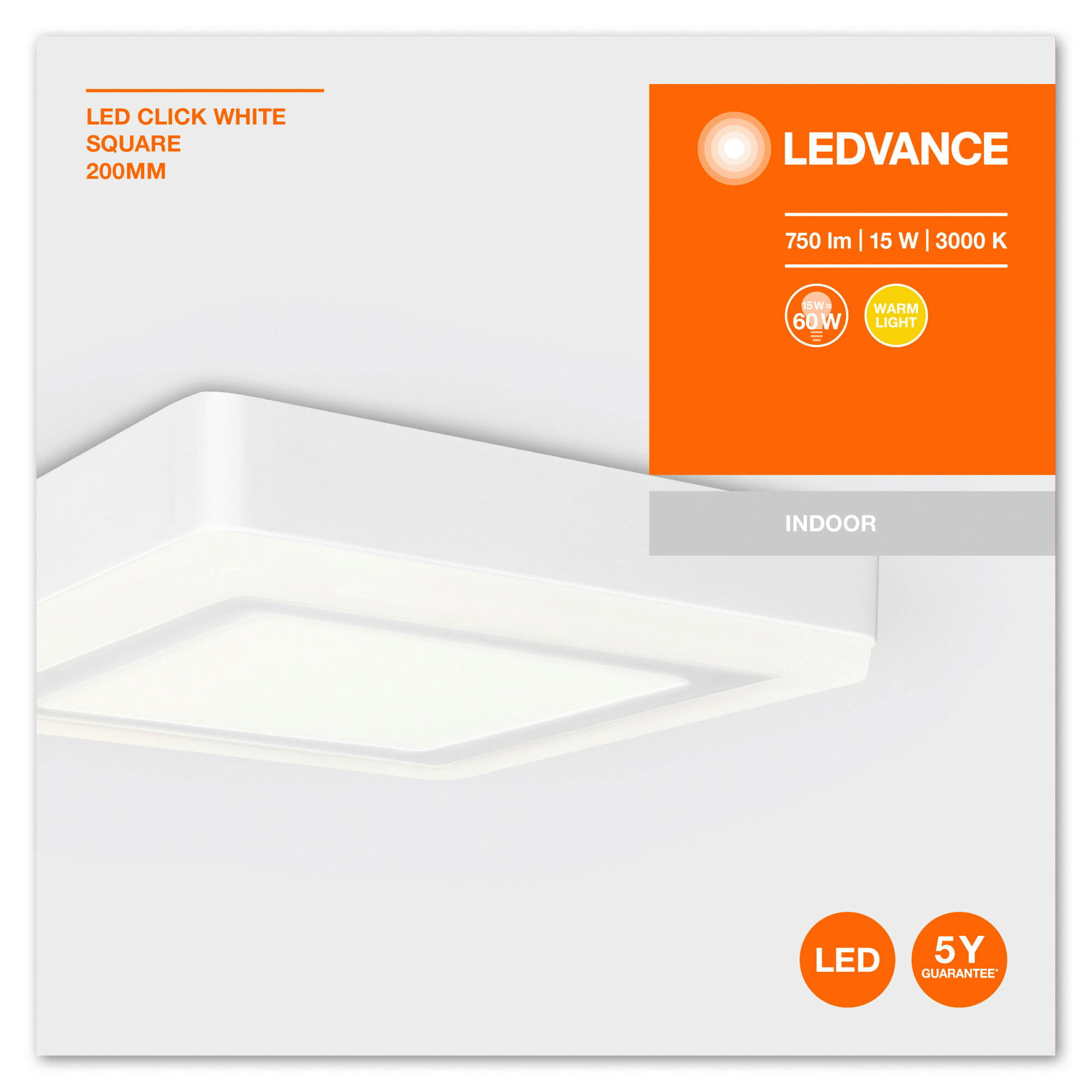 LED-DECKENLEUCHTE LED Click White SQ  - Weiß, Basics, Kunststoff/Metall (19,6/19,6/3,9cm) - Ledvance
