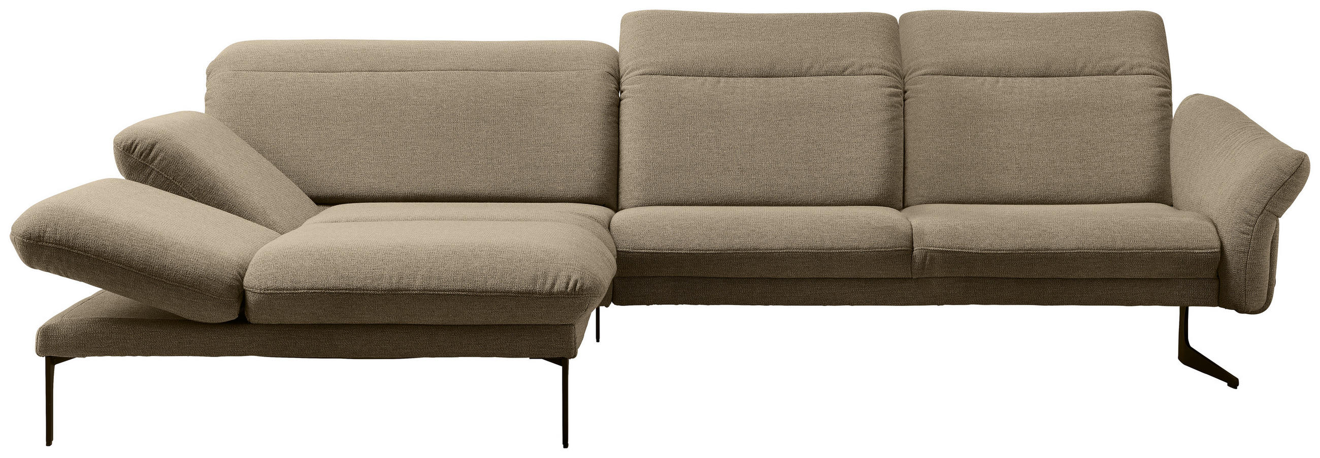 ECKSOFA in Webstoff Hellbraun  - Hellbraun/Anthrazit, Design, Textil/Metall (203/299cm) - Himolla