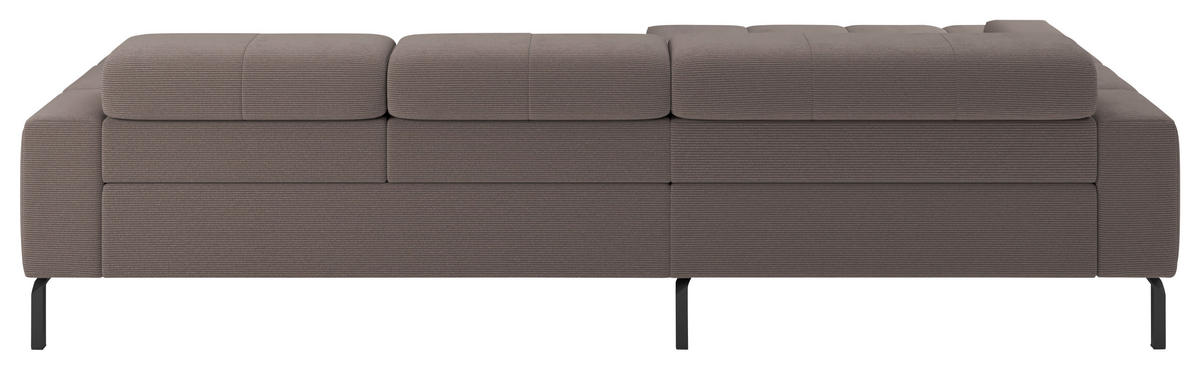 ECKSOFA Taupe Feincord Rücken echt, Kopfteilverstellung, Sitztiefenverstellung  - Taupe/Schwarz, KONVENTIONELL, Textil/Metall (226/293cm) - Hom`in