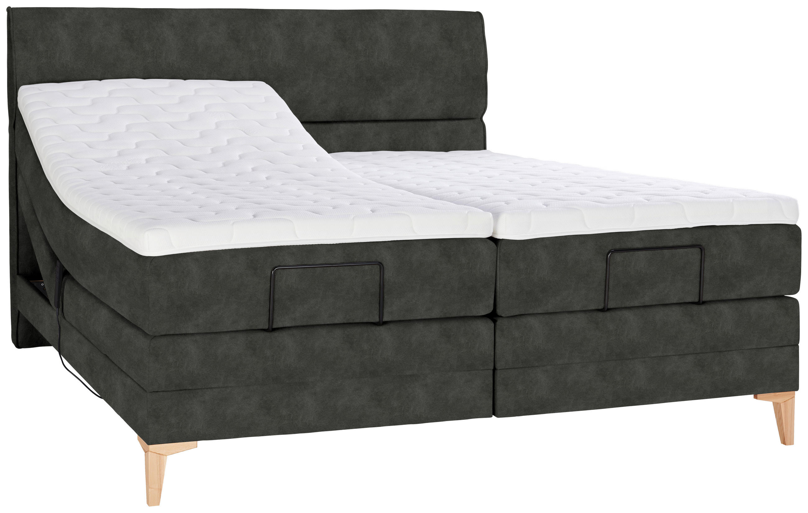 BOXSPRINGBETT 180/200 cm  in Dunkelgrau  - Eichefarben/Dunkelgrau, KONVENTIONELL, Holz/Textil (180/200cm) - Voleo
