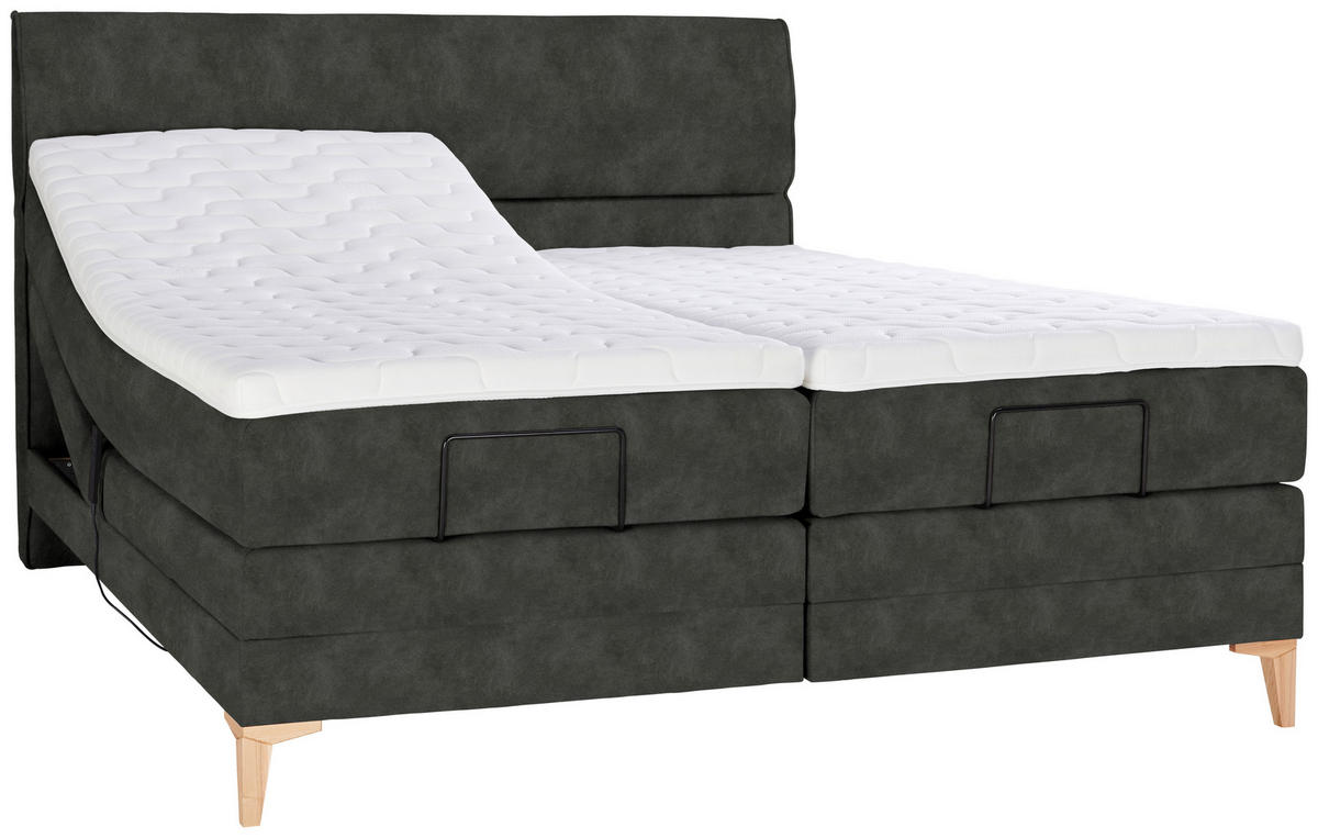 BOXSPRINGBETT 200/200 cm  in Dunkelgrau  - Eichefarben/Dunkelgrau, Konventionell, Holz/Textil (200/200cm) - Voleo