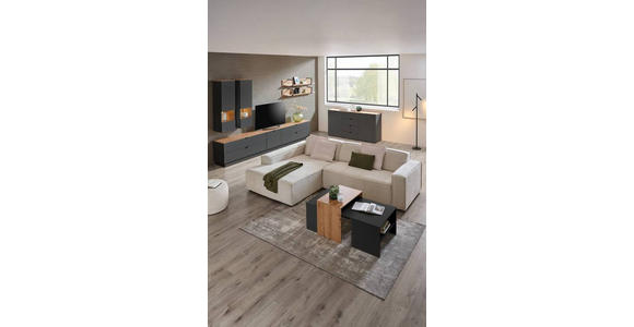 TV-ELEMENT Graphitfarben, Eiche Artisan  140/62/44 cm  - Schwarz/Graphitfarben, MODERN, Holzwerkstoff/Metall (140/62/44cm) - Hom`in