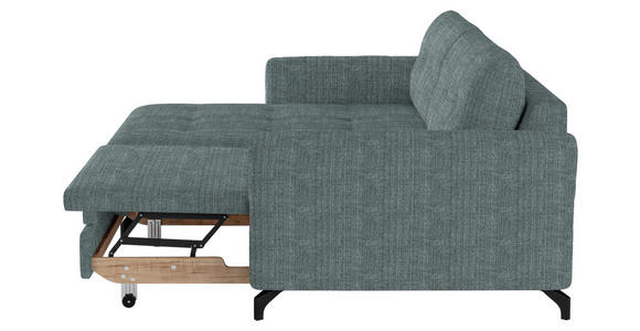 ECKSOFA in Flachgewebe, Leinenoptik Blau  - Blau/Schwarz, Design, Textil/Metall (170/242cm) - Xora