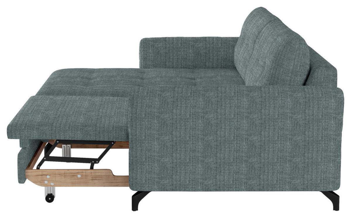 ECKSOFA in Flachgewebe, Leinenoptik Blau  - Blau/Schwarz, Design, Textil/Metall (170/242cm) - Xora