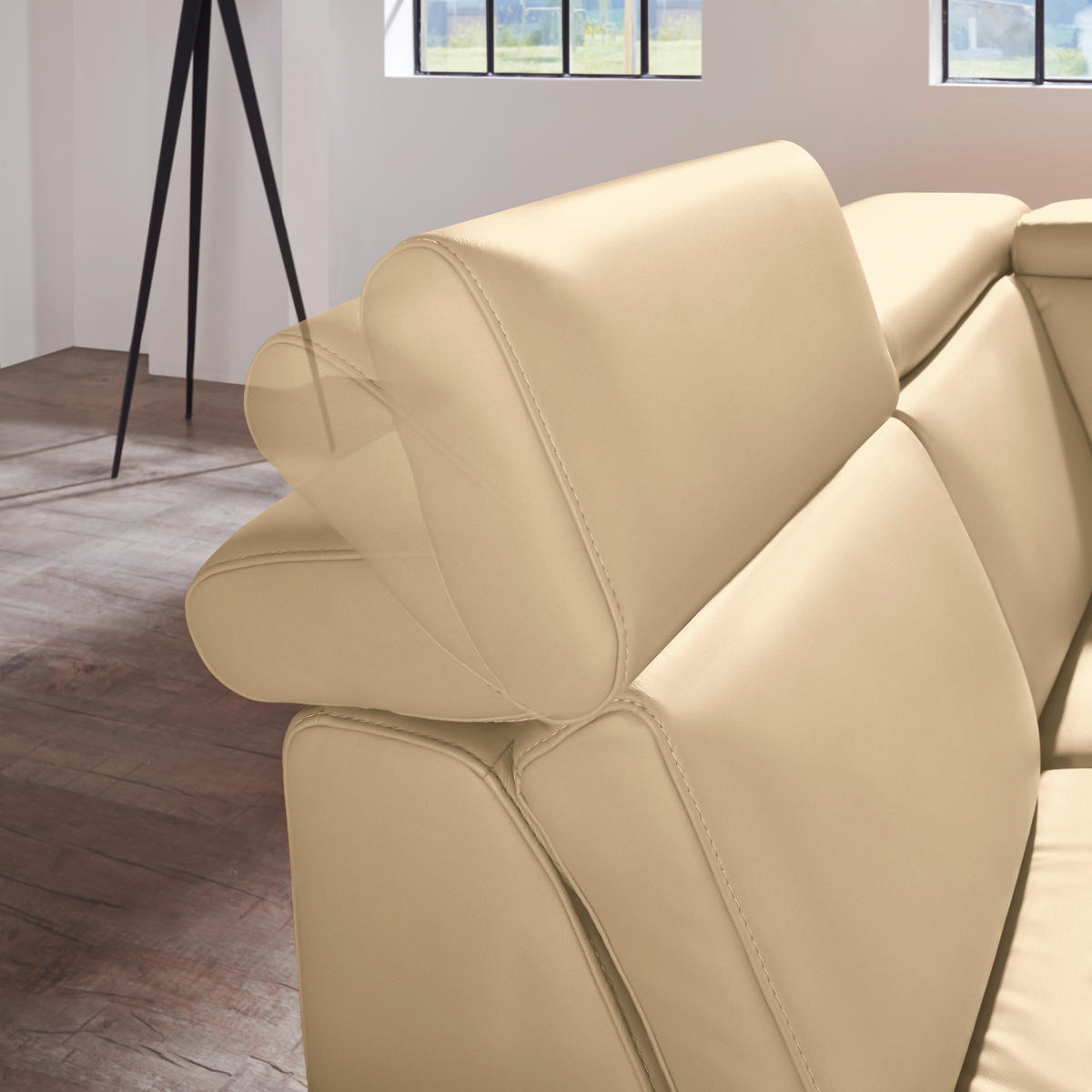 ECKSOFA in Echtleder Hellbraun  - Hellbraun/Alufarben, Design, Leder/Metall (239/271cm) - Cantus