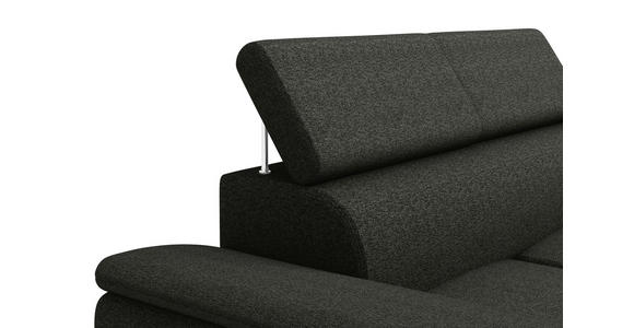 ECKSOFA Anthrazit Flachgewebe Schlaffunktion, Rücken echt, Kopfteilverstellung, Liegefläche im Originalstoff  - Anthrazit/Schwarz, KONVENTIONELL, Kunststoff/Textil (266/220cm) - Carryhome