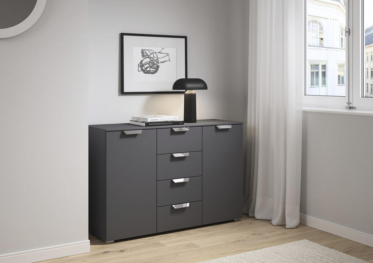 SIDEBOARD  in 120/81/42 cm  - Chromfarben/Dunkelgrau, Design, Holzwerkstoff/Metall (120/81/42cm) - Carryhome