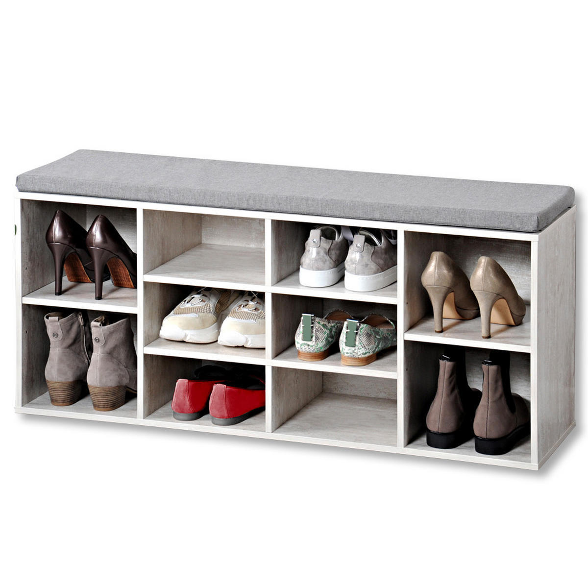 SCHUHSCHRANK Grauweiß  - Grauweiß, MODERN, Holzwerkstoff (103,5/48/29,5cm) - Kesper