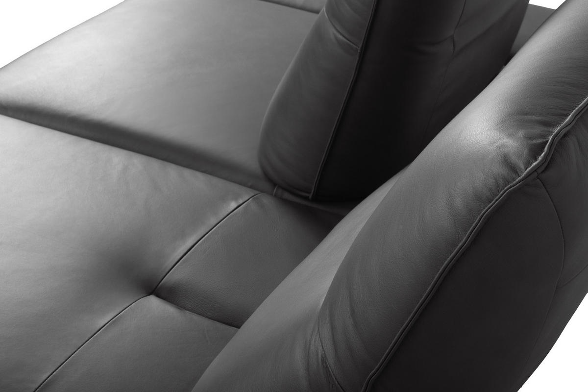 3-SITZER-SOFA 238/95/107 cm  in Echtleder Dunkelgrau   - Dunkelgrau/Schwarz, Design, Leder/Metall (238/95/107cm) - Celina Home