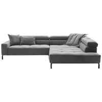 ECKSOFA in Cord Dunkelgrau  - Dunkelgrau/Schwarz, Konventionell, Textil/Metall (311/219cm) - Hom`in