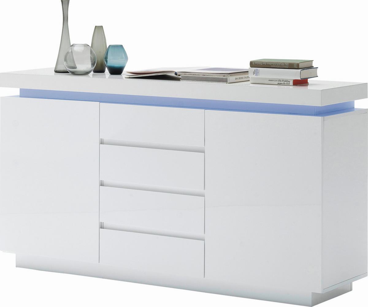 KOMMODE 150/81/40 cm  in Weiss Hochglanz  - Weiss Hochglanz, Design, Holzwerkstoff (150/81/40cm)